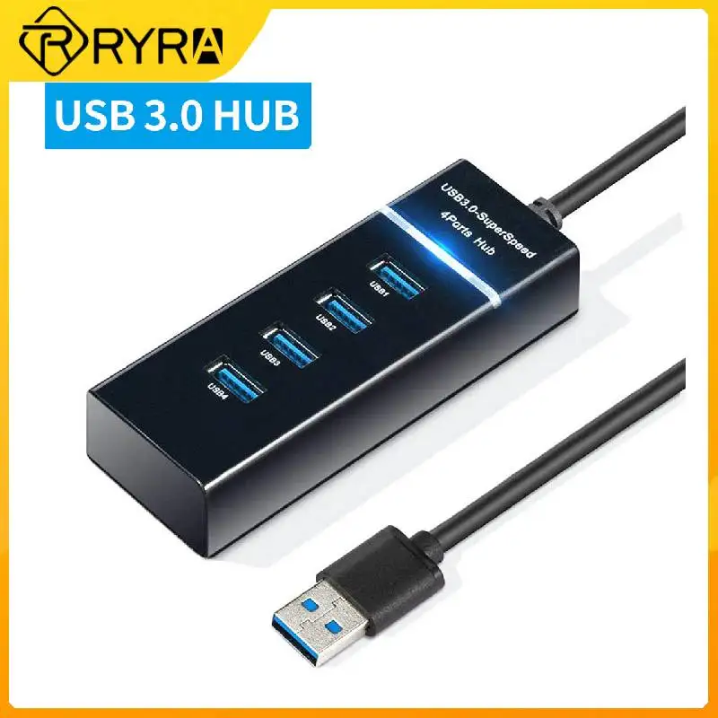 

Высокоскоростной концентратор RYRA, 4 порта USB 3,0, разветвитель для настольных ПК, ноутбуков, адаптер, 4 порта s, концентраторы для ПК, ноутбуков