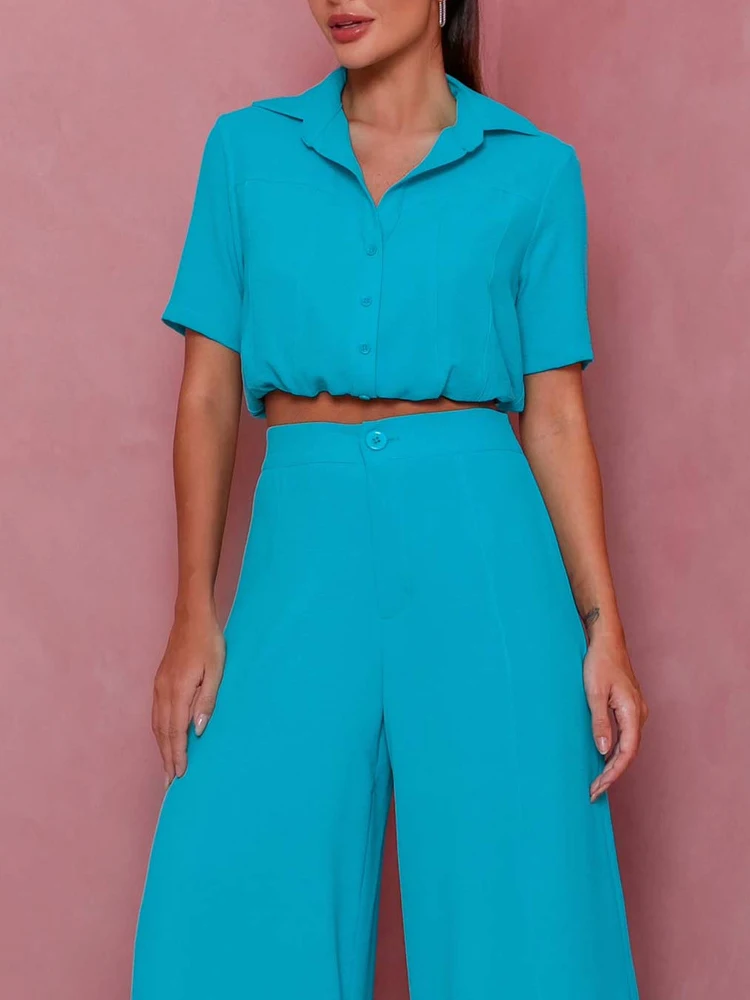 Модный повседневный однотонный комплект из двух предметов элегантный шифоновый