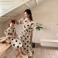 mother daughter matching dress 2022 mom and baby cotton the polka dot dresses for girls summer clothes france womens clothing