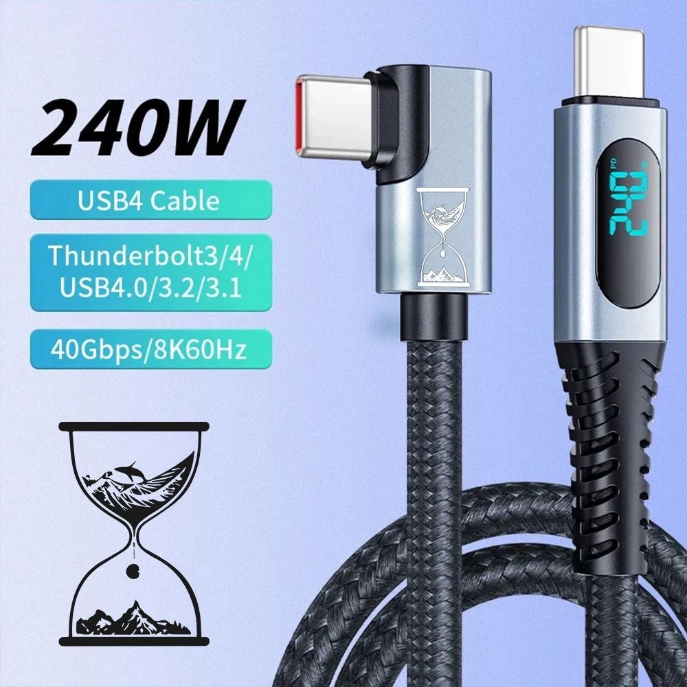 EONLINE 3D Thunderbolt 4 USB4.0 40 Гбит/с Кабель типа C — PD3.1 240 Вт для быстрой зарядки 8K при 60 Гц PS5