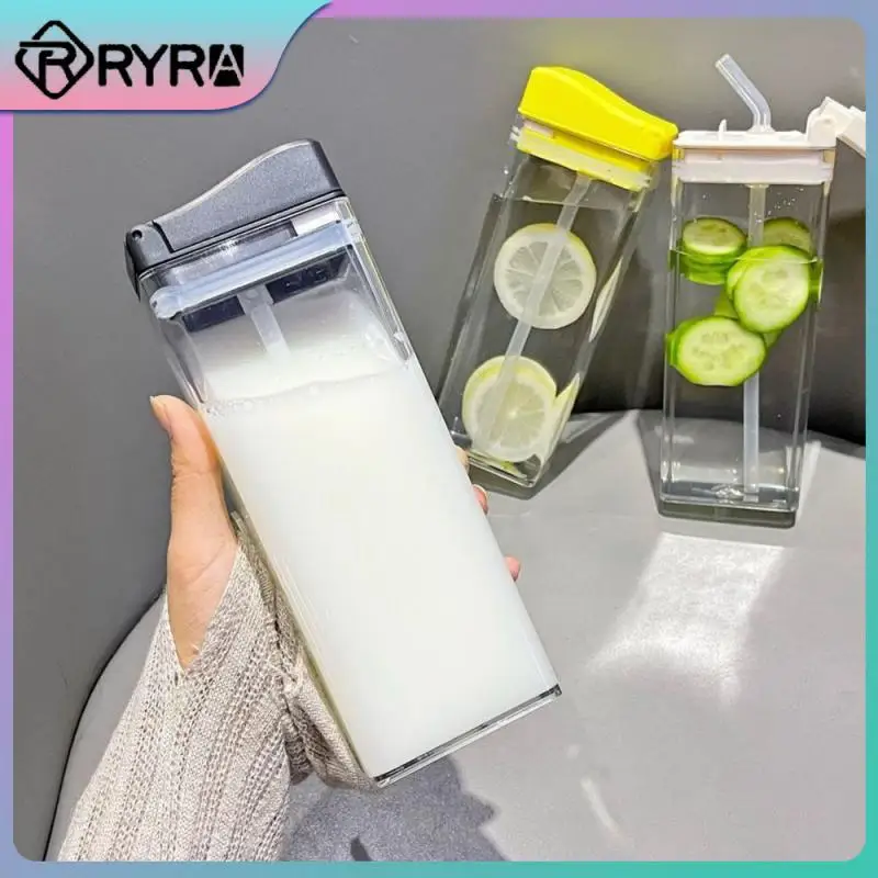 355ml Sports Water Bottle High Value Portable Water Cup Plastic Adult General Kitchen Accessories Square Durable With Straw