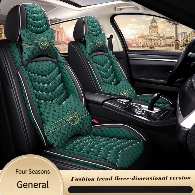 

5 Piece Set Leather Flax Splicing Car Seat Cover For VolkswagenPOLO Quest Tiguan Jetta Golf Lavida Sagitar Civic Car Accessories