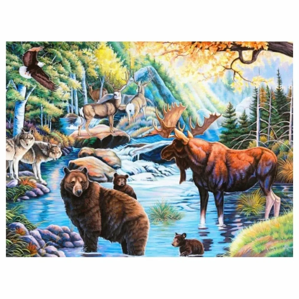 

DIY 5D diamond painting creek animals decorative cross stitch set full diamond embroidery mosaic art picture rhinestone gift