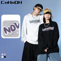 cnhnoh japan mens clothing 2022 spring new trendy brand letter towel embroidered mens and womens style couple sweater men