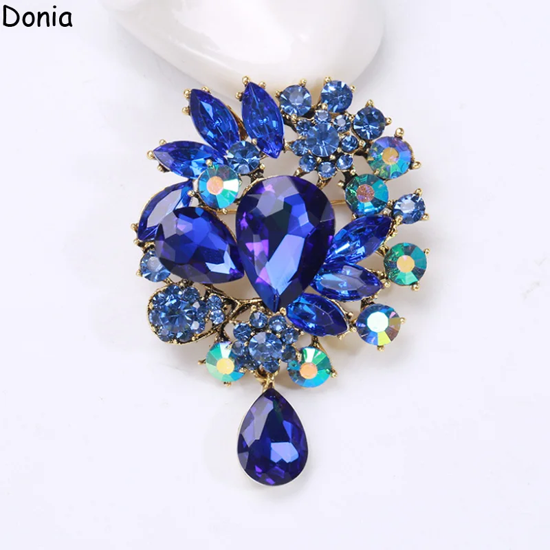 

Donia jewelry Korean fashion personality big glass brooch women's coat accessories wild high-end scarf pin gift