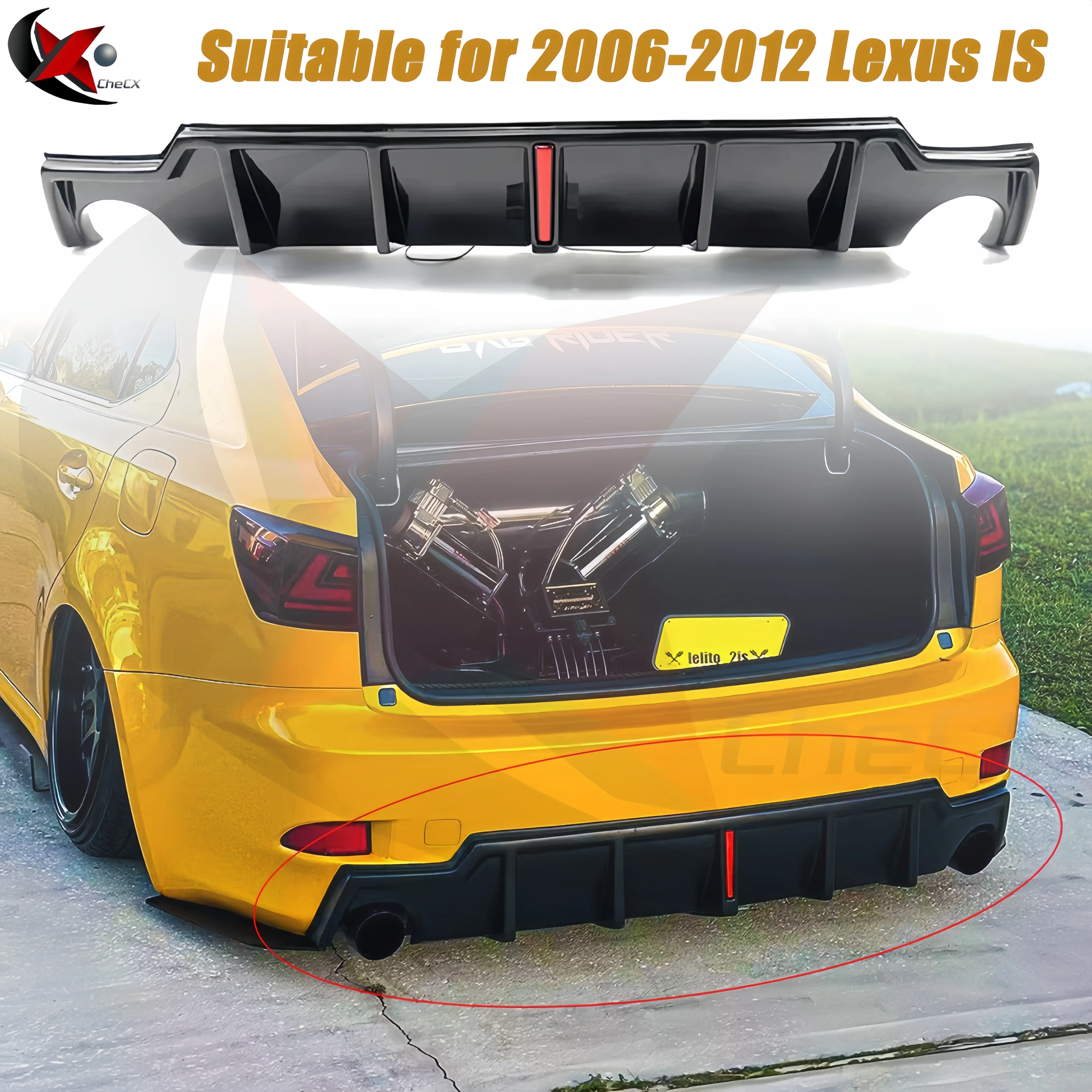 Для Lexus IS250 IS300 IS350 2006-2012 IS задний спойлер глянцевый черный углеродистый диффузор с