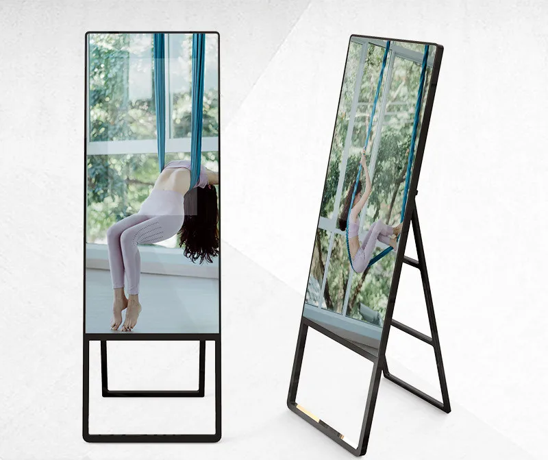 

43 inch vertical intelligent fitness magic mirror machine wall mounted folding body feeling interactive advertising display