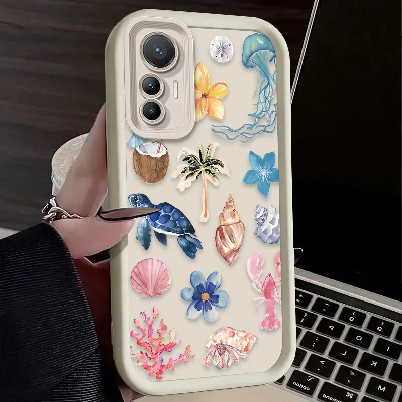 Фото Чехол для телефона Summer Marine Organism для Xiaomi Poco X6 X7 F5 F6 X5 X3 NFC F3 M6 Pro 4G Mi 13 12 11 Lite 5G 14 13T 12T 11T 14T Pro №5