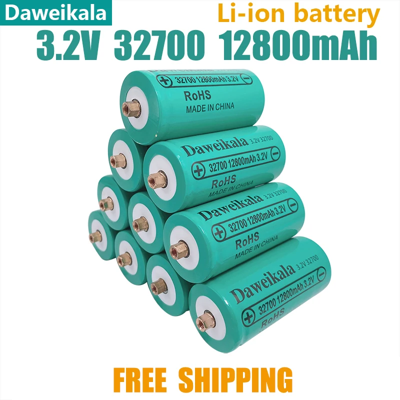 

Daweikala New 32700 12800mAh 3.2V Lifepo4 Rechargeable Battery Professional Lithium Iron Phosphate Power Battery with Screw
