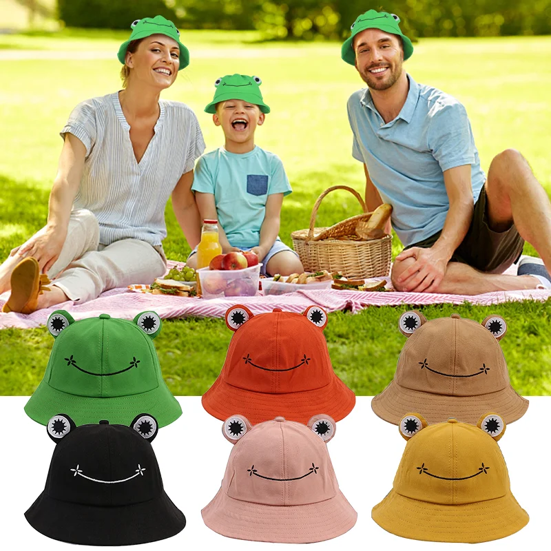 

Spring Summer Children Adult Fisherman Hat Parent-child Fisherman Hat Baby Bucket Hat Cute Frog Outdoor Kids Adult Sun Hats