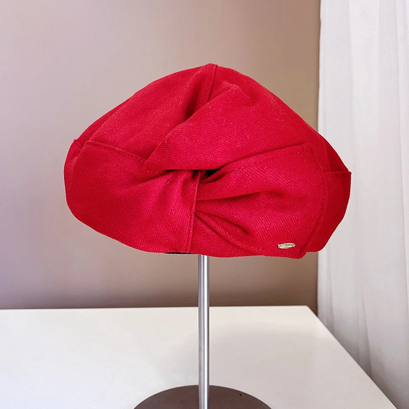 Восьмиугольная шляпа газетчика женская зимняя шерстяная шапка с козырьком