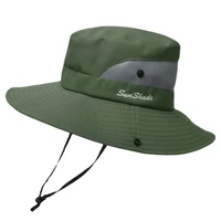 summer quick drying anti uv sun hats wide brim sunscreen bucket hats panama cap breathable mesh drawstring adjustable hiking hat