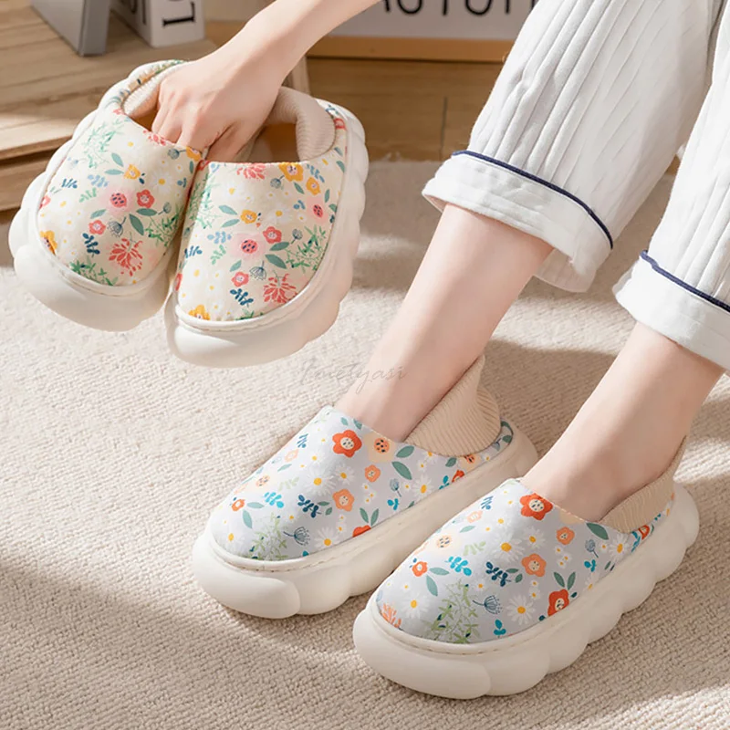 Lovely Fruit Printed Indoor Slippers for Women Platform Shoes House EVA Non-Slip Home Slippers Women Thick Sole Shoes Bedroom