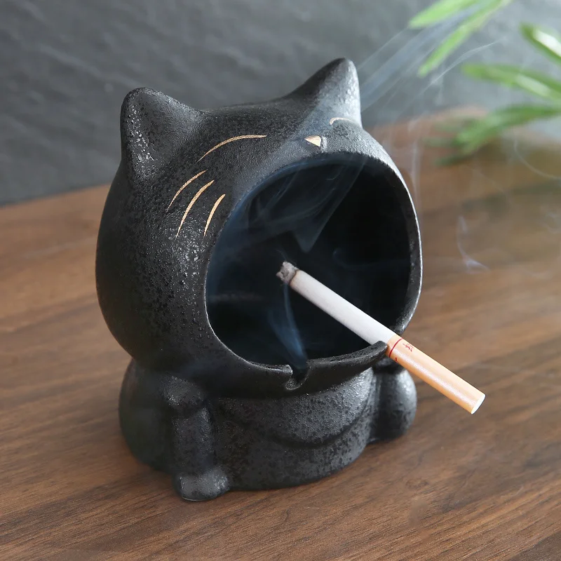 

cartoon Cute cat creative ashtray ceramic household living room personality fashion trend anti fly ash large ashtray