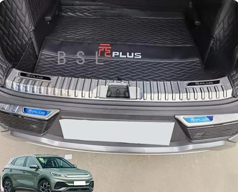 

For BYD ATTO 3 Yuan Plus 2022-2023 Stainless Black Silver Car Rear Trunk Protector Plate Anti Hit/Dust Sill Cover Accessories