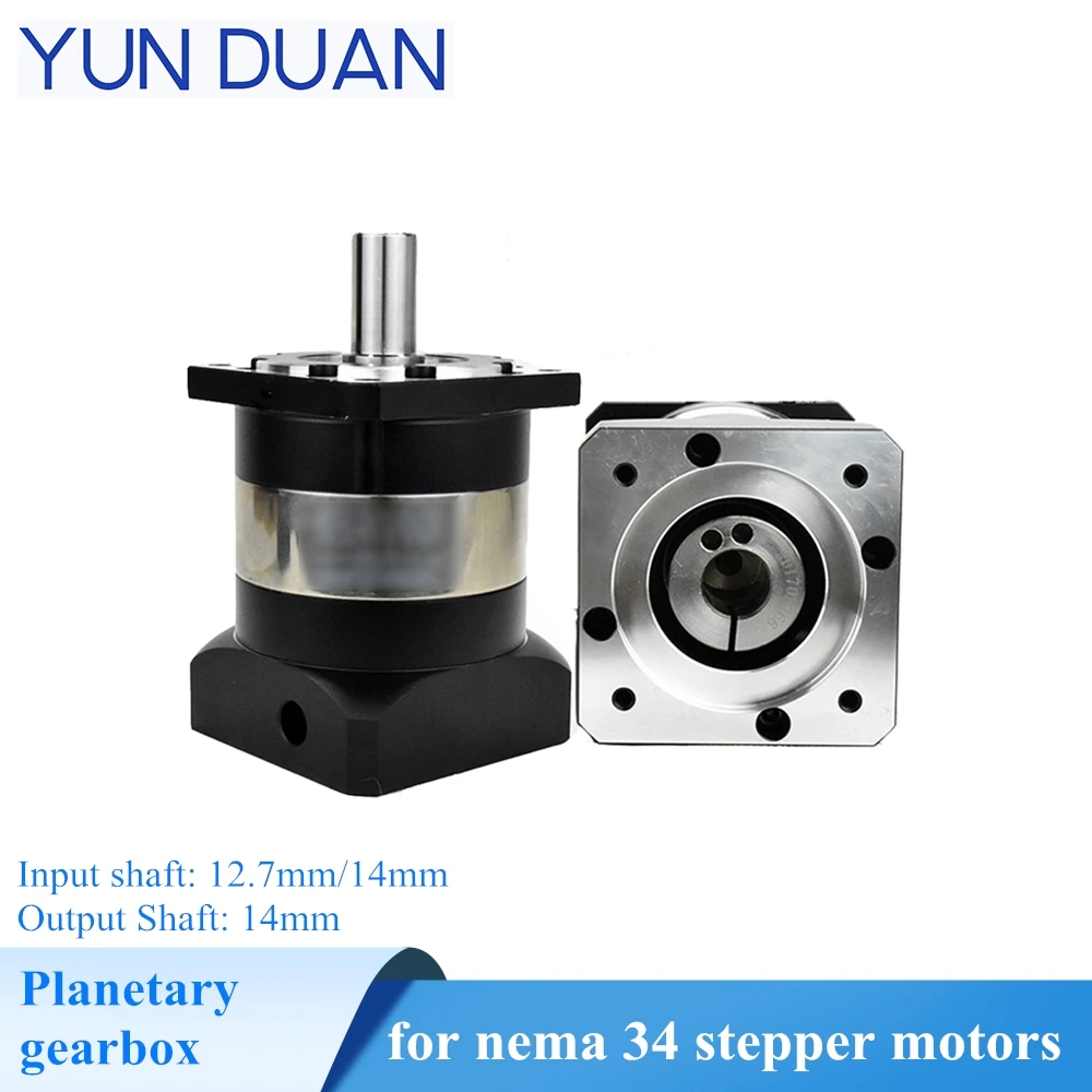 Nema 34 Redutor Planetário Entrada 12.7 14 mm Eixo de Saída 14 mm Passo Motor dc Nema34 Ratio5: 110:120:186 mm Stepping Motor Redutor