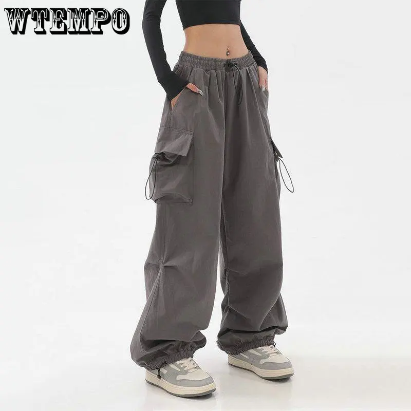 

WTEMPO Solid Cargo Pants Women Casual Baggy Long Trousers 2023 Spring Fall Streetwear Vintage Fashion Loose Couple Sweatpants