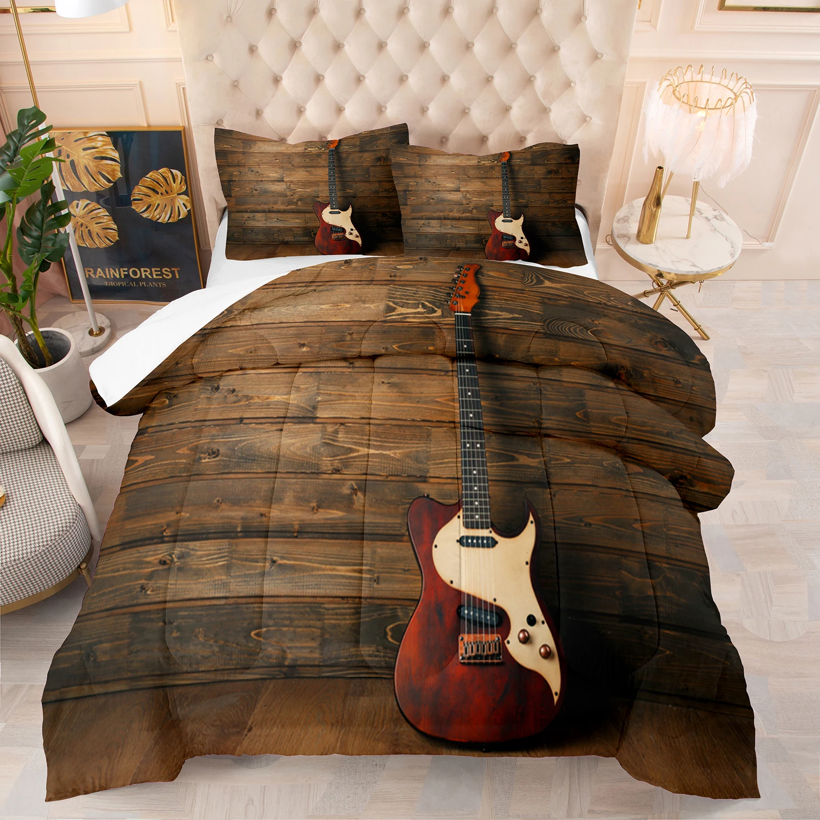 

Guitar Pattern Painting Multiple Color Duvet Cover Set Bed Pillowcases Luxury Queen Comforter Bedding Sets