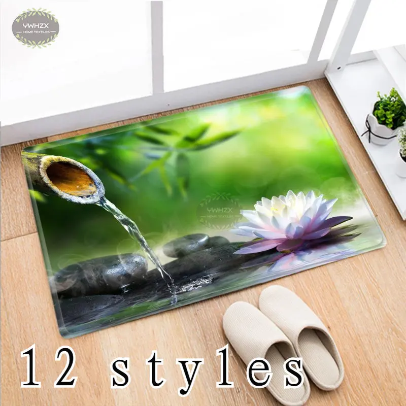 

Home Flower Mats Zen Garden Bamboo Anti-Slip Door Rug For Bedroom Living Room Bathroom Kitchen Toilet Comfortable Decor Carpet