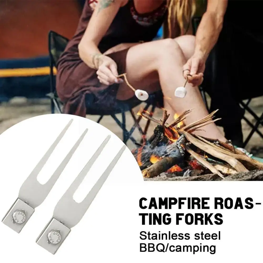 

Campfire Roasting Forks Portable Metal Roasting Forks Outdoor Portable Barbecue Fork Camping M0I4