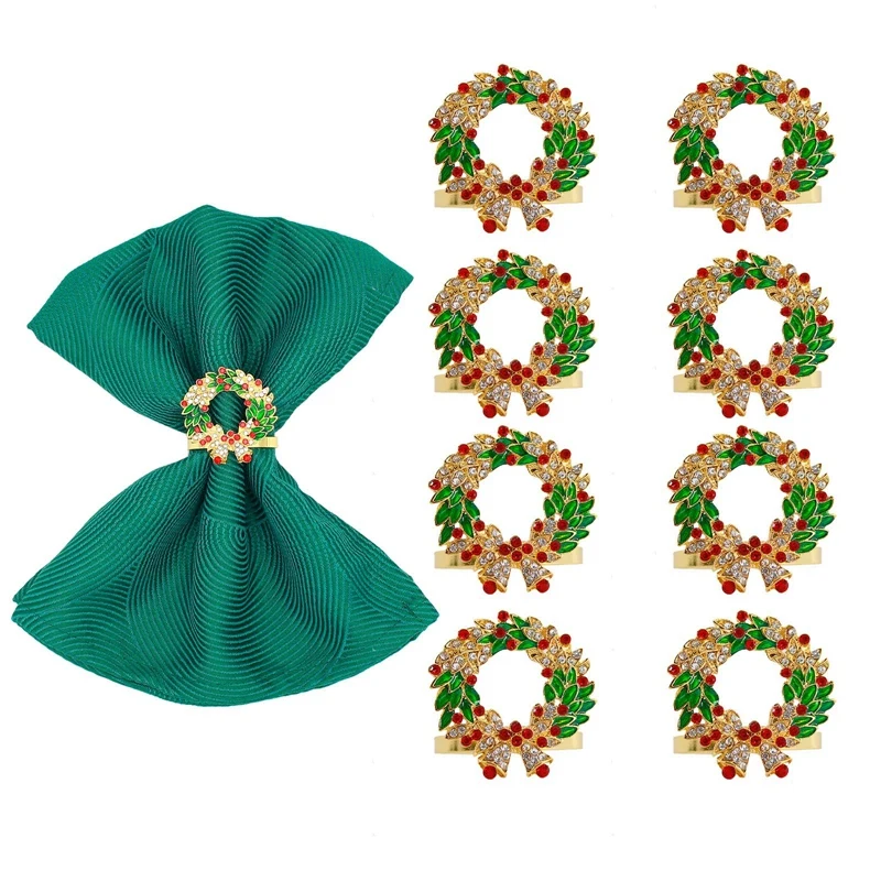 

Set Of 8 Napkin Ring Wreath Napkin Ring Holder For Xmas, Thanksgiving, Wedding, Holiday Party Table Decoration
