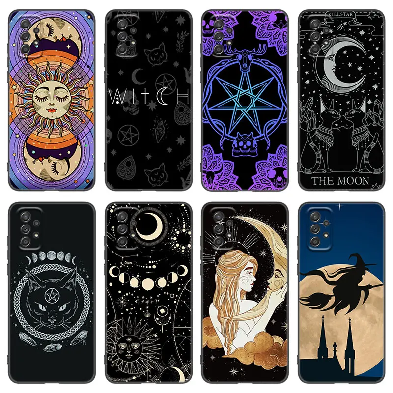 Witches Moon Tarot Cat Phone Case For Samsung Galaxy A13 A22 A32 4G A53 A73 5G A21 A30 A50 A52 S A12 A23 A31 A33 A51 A70 A71 A72