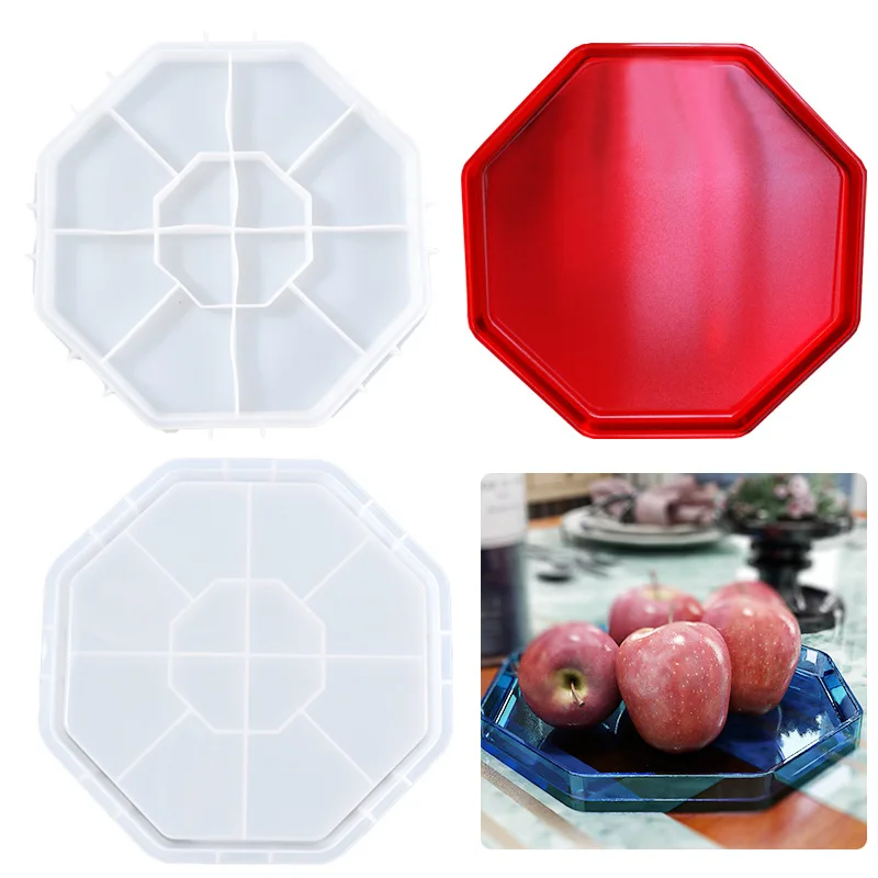 

Epoxy Resin Molds Diy Crystal Drop Glue Mold Octagonal Storage Tray Family Decoration Dish Silicone Mold Wholesale