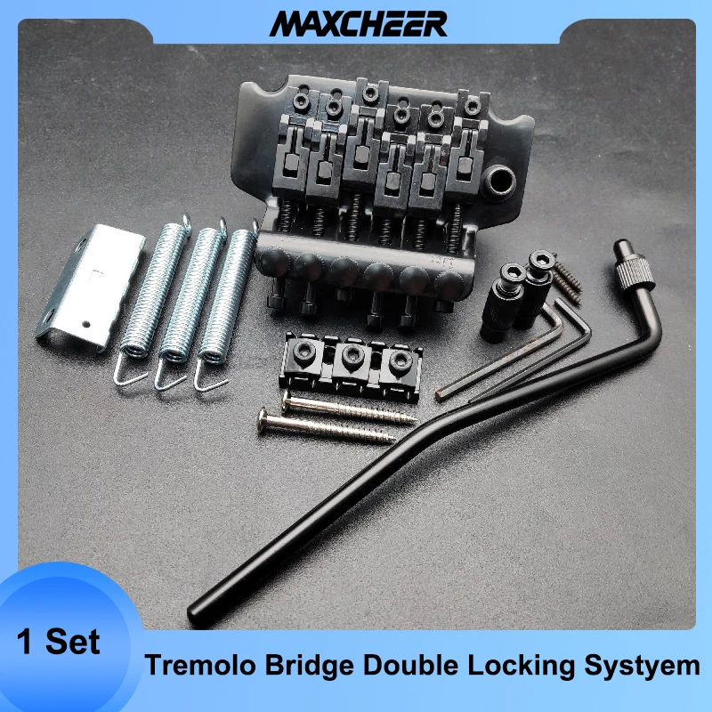 

6-String Tremolo Bridge Double Locking Tremolo System for Electric Guitar Black/Chrome