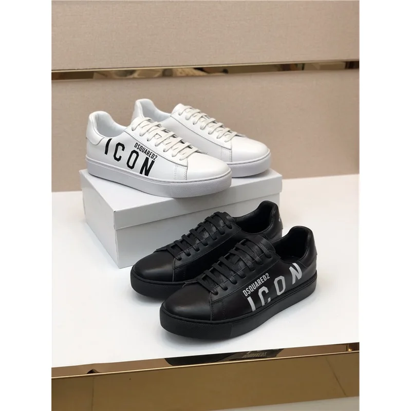 

Мужские кожаные кроссовки Dsquared2 итальянского бренда, дышащие кроссовки, повседневная обувь с надписью «значок», кроссовки для мальчиков, об...