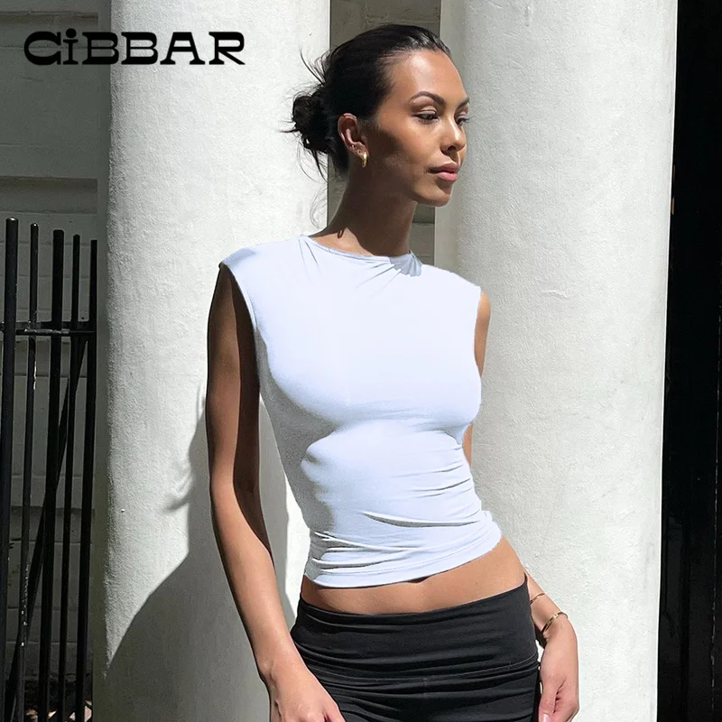 

Модные майки CIBBAR на шнуровке с открытой спиной, Женский уличный стиль Y2K, облегающие укороченные жилеты, летние однотонные черные и белые бе...