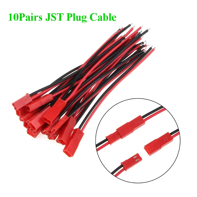 

10Pairs 100mm 150mm 200mm 2Pin Connector JST Plug Cable Male Female for RC BEC Lipo Battery Helicopter FPV Drone Quadcopter