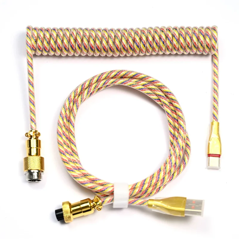 

Кабель для передачи данных типа C, механический Спиральный USB-кабель для клавиатуры, зарядный кабель для игровой клавиатуры, желтый