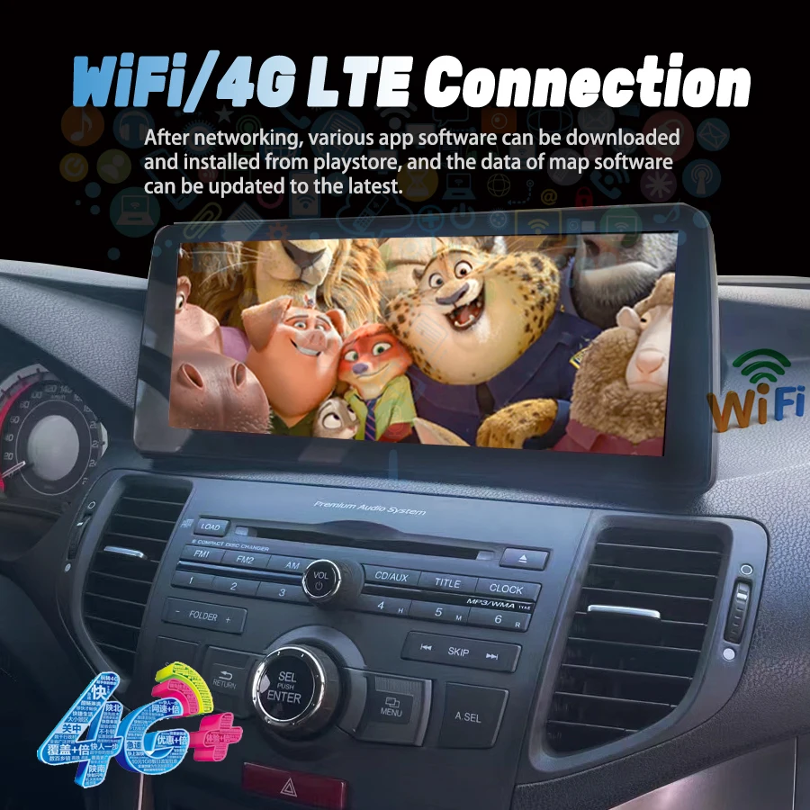 Qled экран 12 3 дюймов Android13 для Honda Accord Type S 2011 2009 автомобильное радио мультимедийный