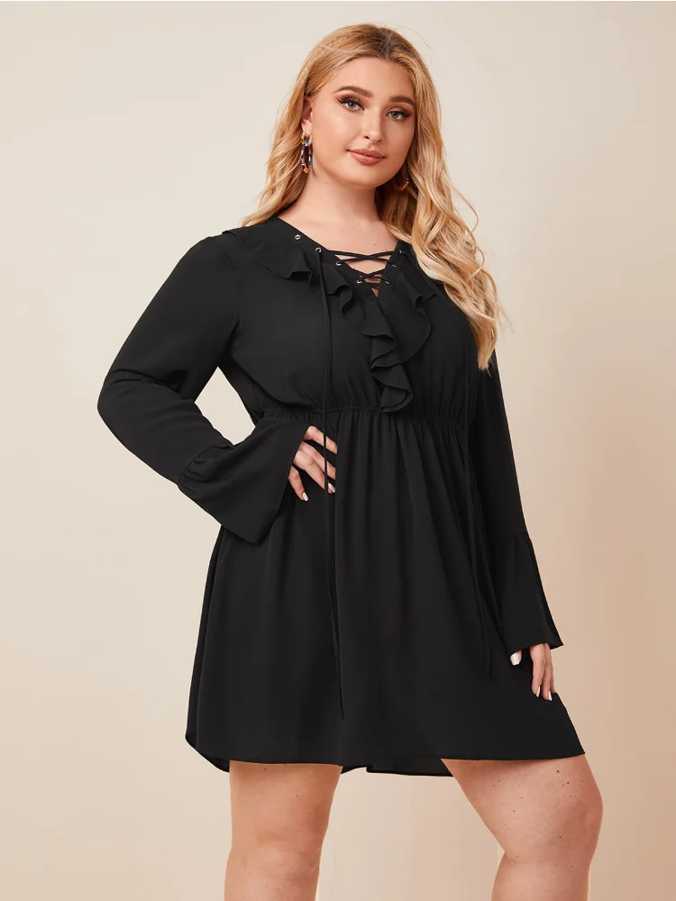 Solid Color Temperament Commuter Women's Shirt Skirt Mature Dress plus size summer dress women