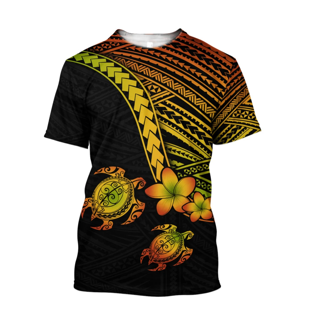 

CLOOCL Fashion T-shirts Polynesian Hibiscus Turtle Hawaii 3D Unisex T-shirt 3D Graphic Casual Tees Tops Men For Women Clothing