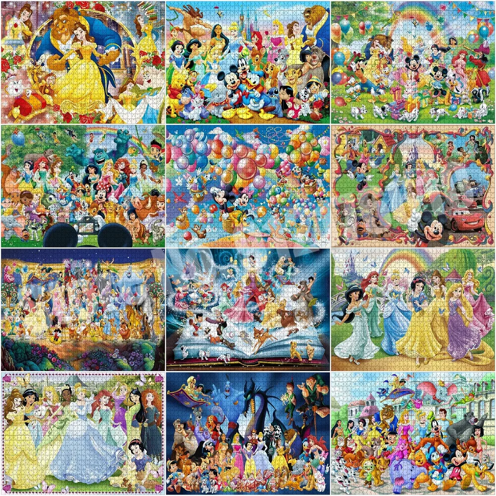 

Disney Princess Puzzles Jigsaw Puzzles Toys for Adults 1000 Pieces Paper Assembling Picture Characters Educational Toy Gifts