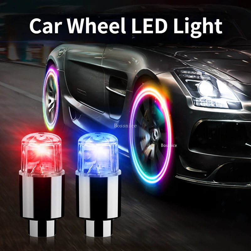 

2/4Pcs Car Wheel LED Light Motocycle Bike Light Tire Valve Cap Decorative Lantern Lights Tire Valve Cap Flash Spoke Neon Lamp