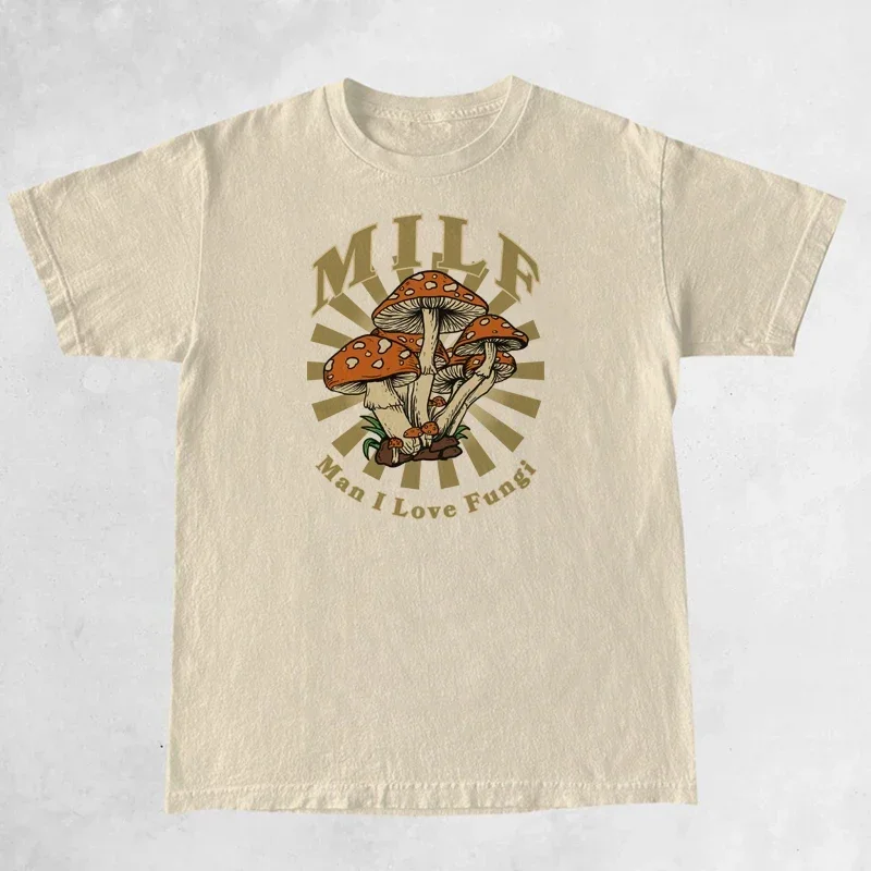 Винтажная футболка с рисунком мистических грибов ретро в стиле хиппи забавная