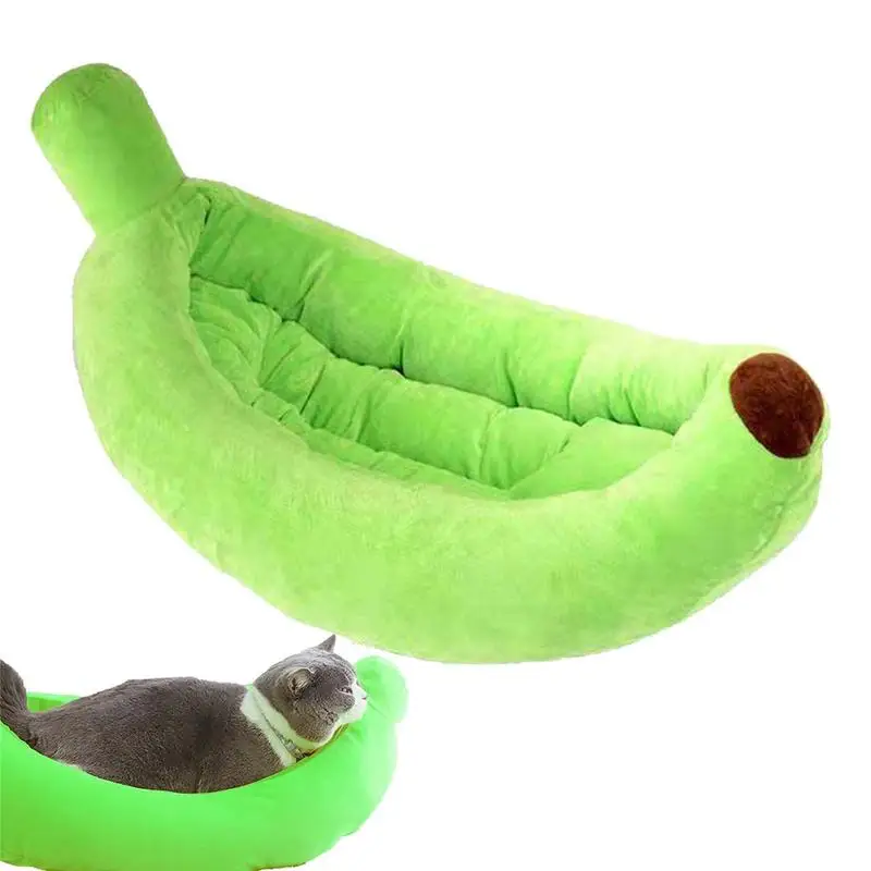 

Plush Pet Sleeping Bed Washable Banana Shape Pet Beds For Small Medium Dogs Cats Fluffy Pets Calming Nest Cartoon Dog Bed