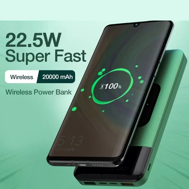 

NEW2023 Wireless Charger Power Bank 20000mAh Fast Charging Portable Charger Powerbank For Smartphone External Battery Rechargeab