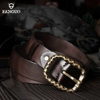 100 cowhide men belt handmade genuine leather copper buckle male belt wide 38mm retro jeans mens belt