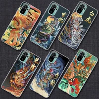 drawing dragon tiger birds anime phone case for xiaomi redmi note 9s 8 11 9 10 pro 10s 11s note 9s 8pro k40 cases clear cover