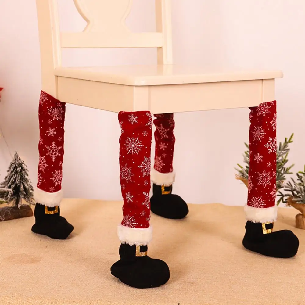 

1Pc Chair Leg Cover Merry Christmas Snowflake Print Table Chair Leg Protective Cover Home Decor