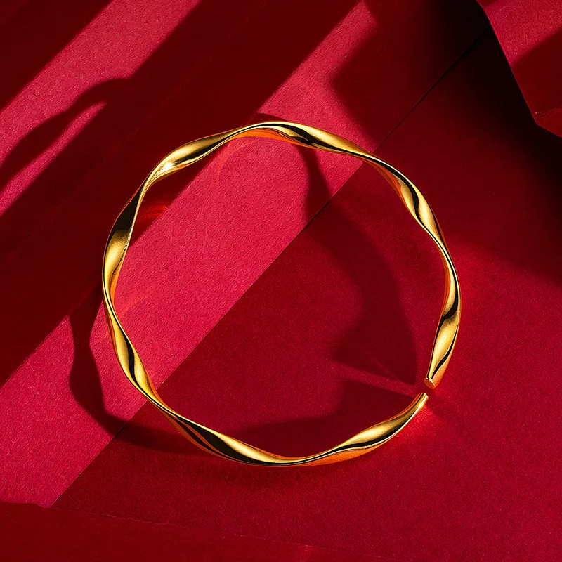 Оригинальное золото 999 м кольцо для мужчин и женщин вечный браслет с надписью