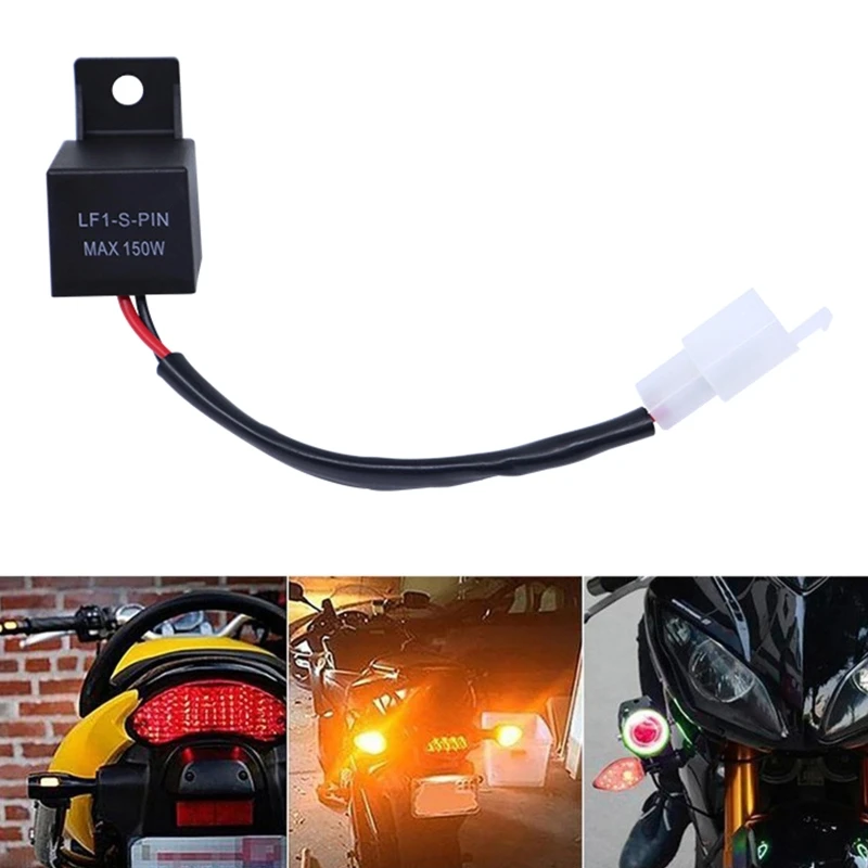 

LED Flasher Relay DC 12V 2 Pin Adjustable Electronic Flasher Relay for Motorcycle Car LED Turn Signal Light Bulb