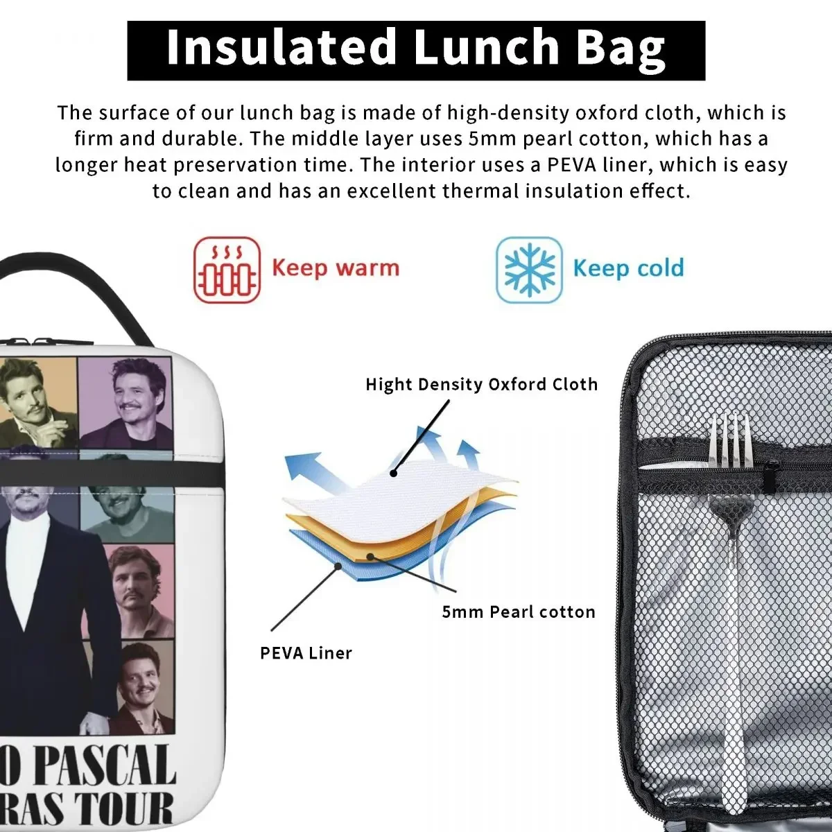 Изолированная сумка для ланча Педро Паскаль The Eras Tour вместительный контейнер