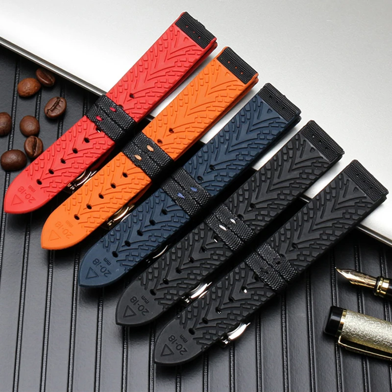For Omega Seiko Tissot wristband, high quality nylon strap, waterproof silicone strap, with butterfly buckle strap 20 22mm 24mm