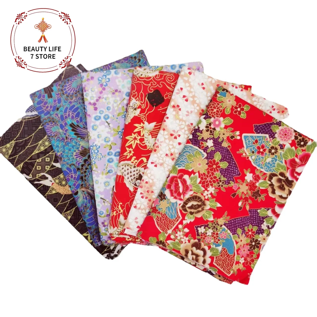 

Printed Bronze Cotton Fabric Japanese Style Flower Pattern Cloth for Kimono Cheongsam DIY Bag Handmade Patchwork DIY 145*48cm