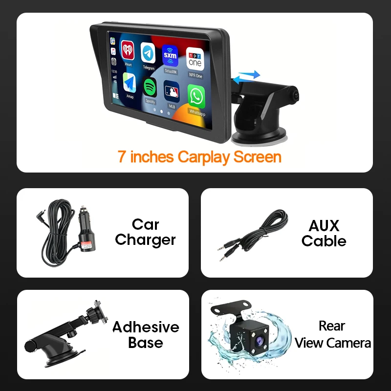 

7-дюймовый Портативный Беспроводной MP5-плеер С CarPlay И Android Auto, Mirrorlink, Bluetooth, FM, USB, TF