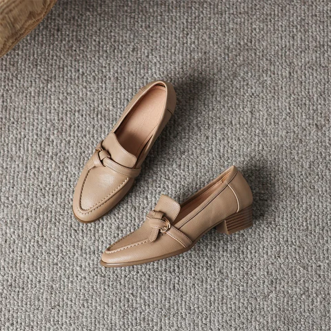 FEDONAS/Новые женские туфли-лодочки из натуральной кожи на высоком каблуке с пряжками, весенние элегантные офисные туфли-лодочки из мягкой кожи, базовая обувь в стиле ретро